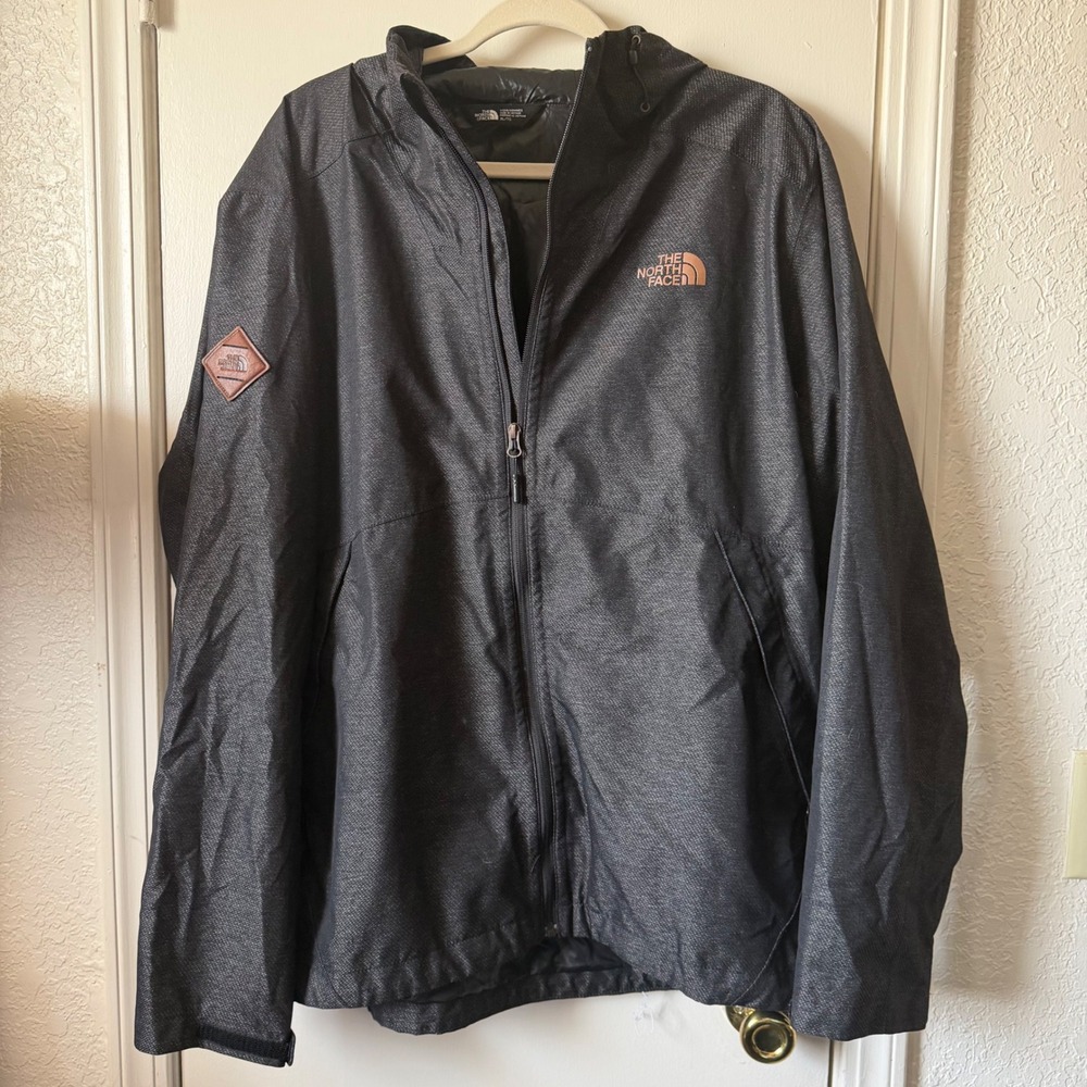 The North Face Mens Full Zip Hooded Windbreaker Jacket Charcoal Gray XL 3631